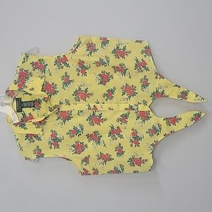 Laruen Ralph Lauren tie front button floral sleeveless crop shirt
